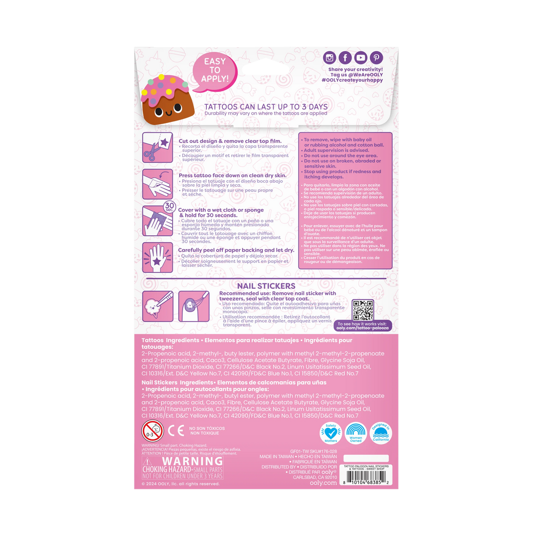 Tattoo Palooza Nail Stickers & Temporary Tattoo- Sweet Shop