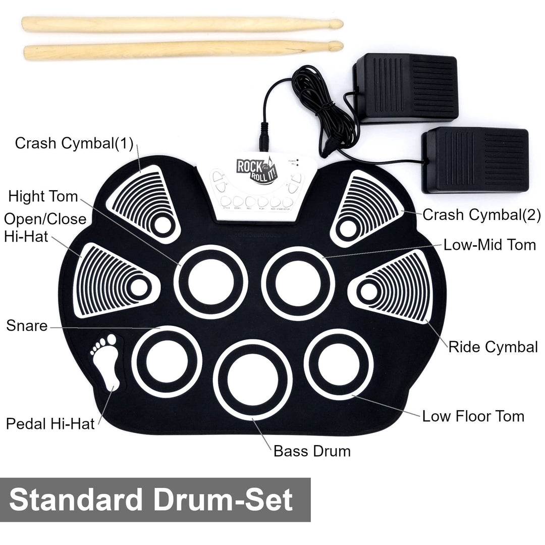 Classic Drum - Electronic Silicone Pad + Bass/Hi Hat Pedals