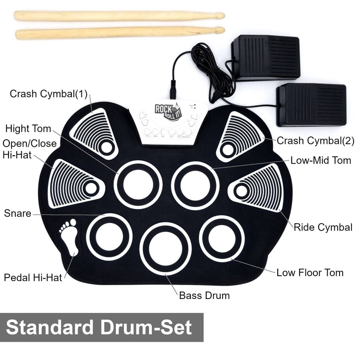 Classic Drum - Electronic Silicone Pad + Bass/Hi Hat Pedals