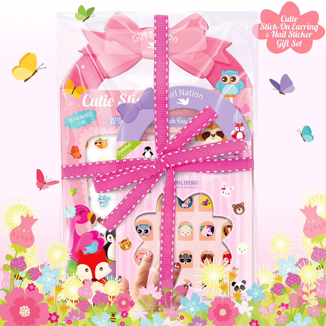Cutie Stick-On Earring and Nail Sticker Gift Set- Animals