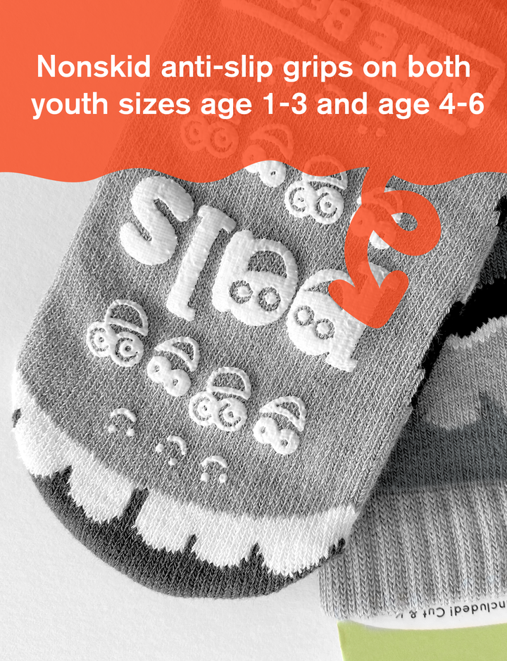 Rainbowface & Mr. Gray Mismatched Kids Non-Slip Socks