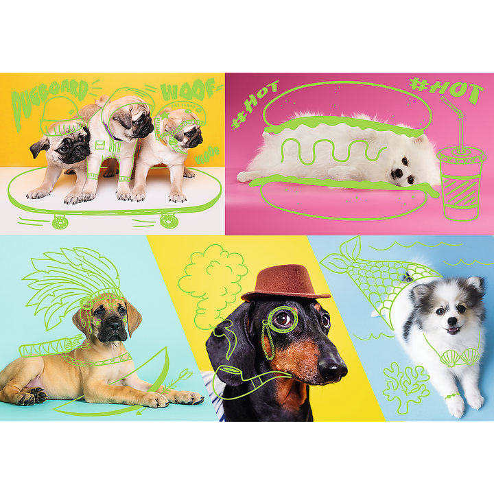 1000 Piece Jigsaw Puzzle, Far Out Dogs, Silly Pets, Puppies, Baby Animals, Pugs, Pomeranians, Adult Puzzles, Trefl 10578