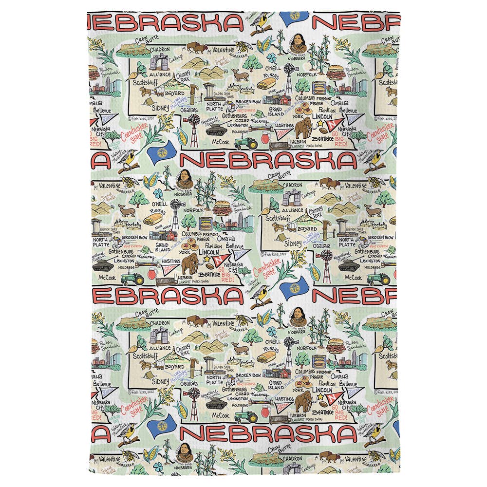 Fishkiss Nebraska Tea Towel