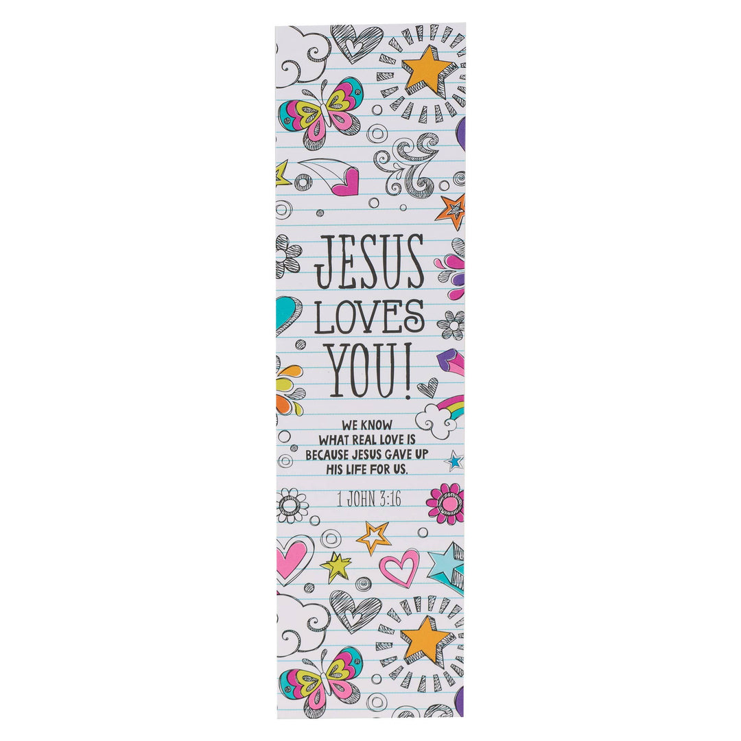 Bookmark Pack Notebook Doodles Jesus Loves You 1 John 3:16