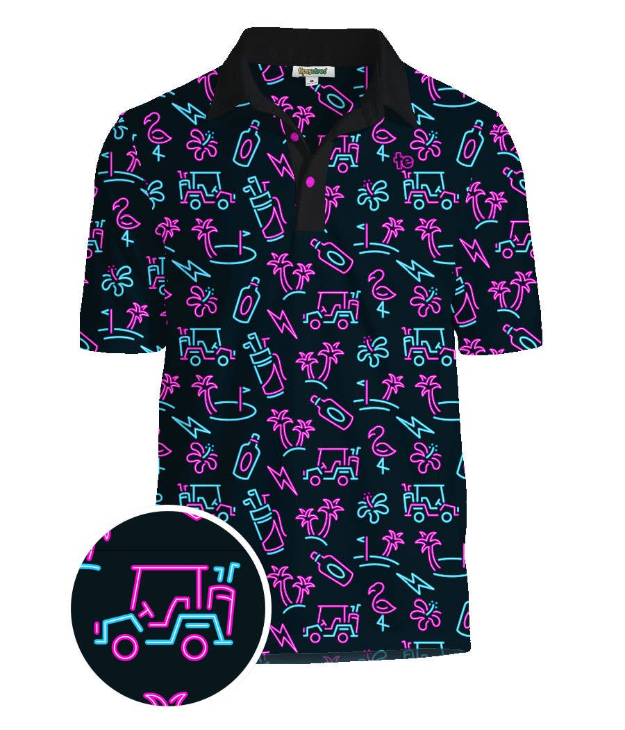 Glowing Game Golf Polo Shirt - Men's Fun Neon Golf Apparel