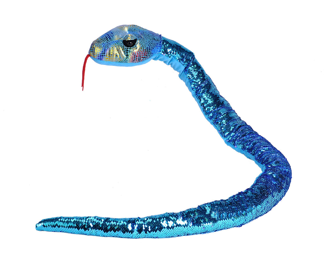 Snake-Sequin Teal Purple Stuffed Animal 54"