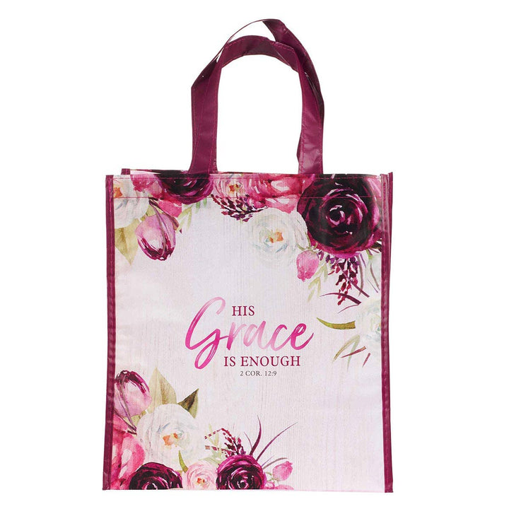His Grace is Enough Plum Pink Non-Woven Tote Bag - 2 Corinth