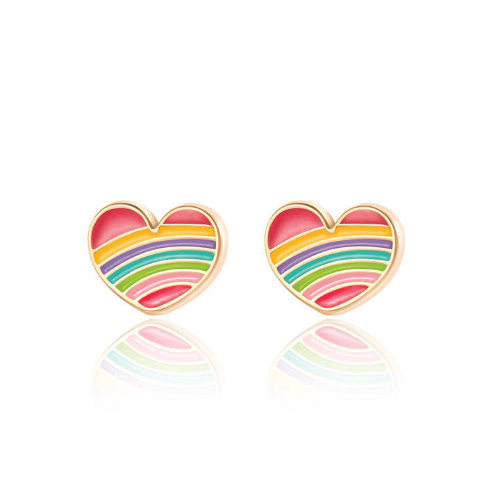 Rainbow Heart Cutie Stud Earrings