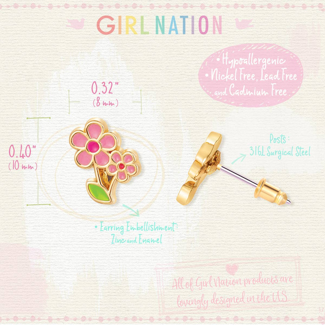 Little Pink Flower Cutie Stud Earrings