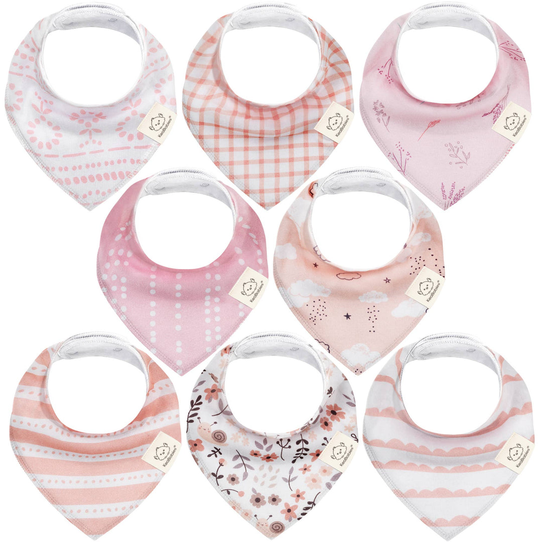 8-pack Baby Bandana Bibs for Girls and Boys