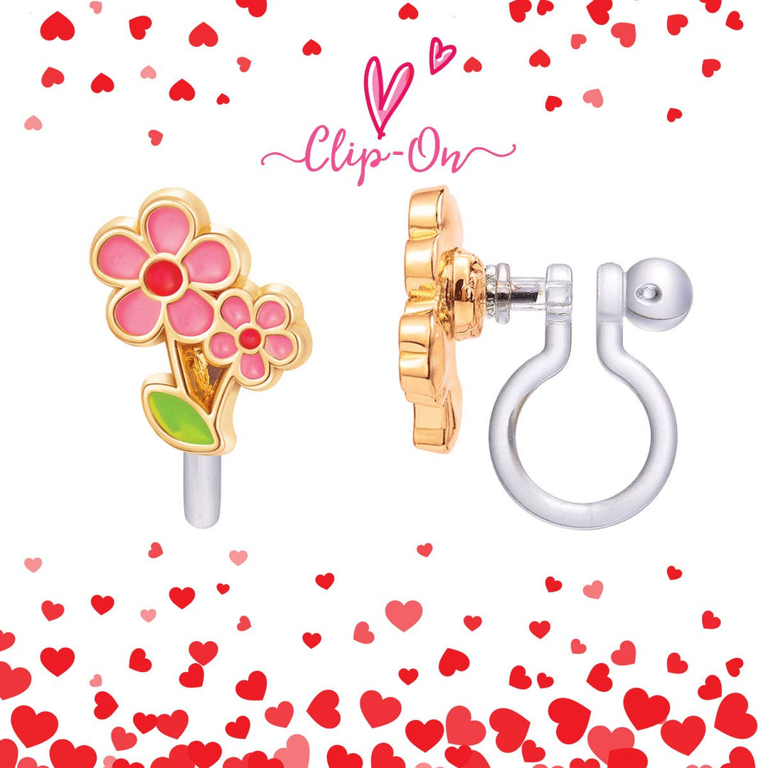 CLIP ON Cutie Earrings- Little Pink Flower