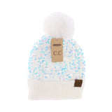 Cluster Sequin Faux Fur Pom C.C Beanie HTE0012