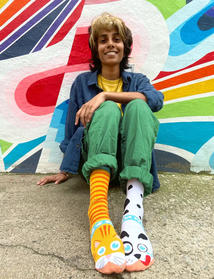 Cat & Dog Fun Mismatched Socks for Adults
