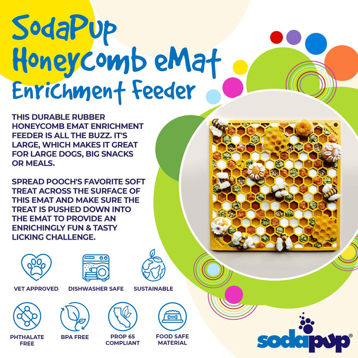 Honeycomb Design Emat Enrichment Licking Mat - Yellow