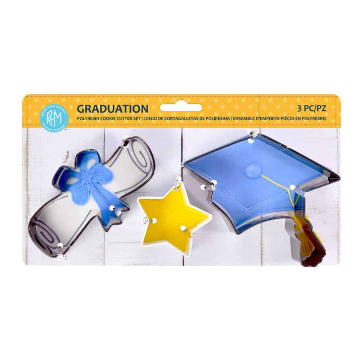 Graduation 3 PC Color Cookie Cutter Carded Set