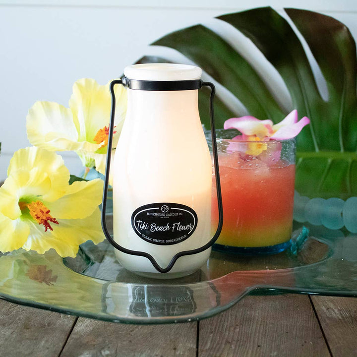 Tiki Beach Flower Milkbottle Candle