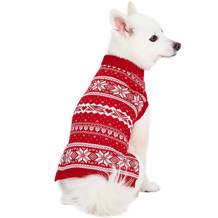 Holiday Family Sweater,  Snowflakes Sweater in True Red