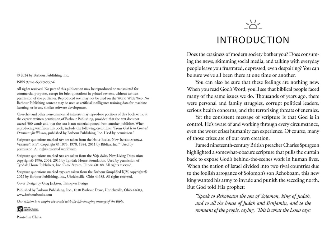 God Is in Control Devotions for Women