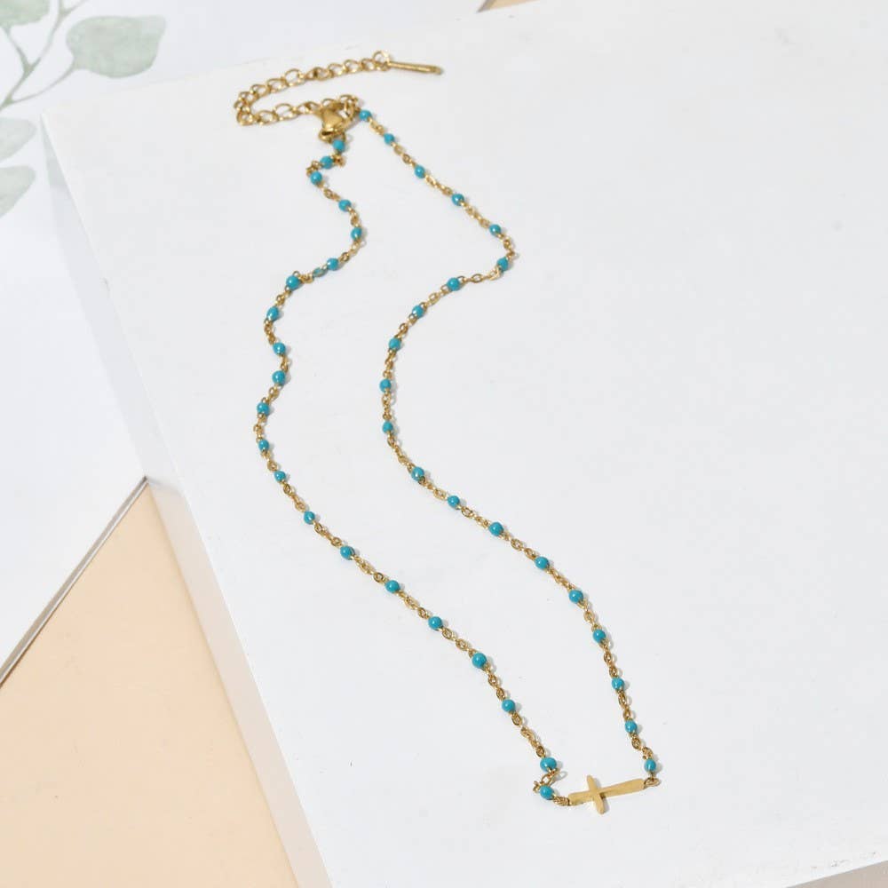 18K STAINLESS STEEL TARNISH FREE CROSS NECKLACE | 40NK9539