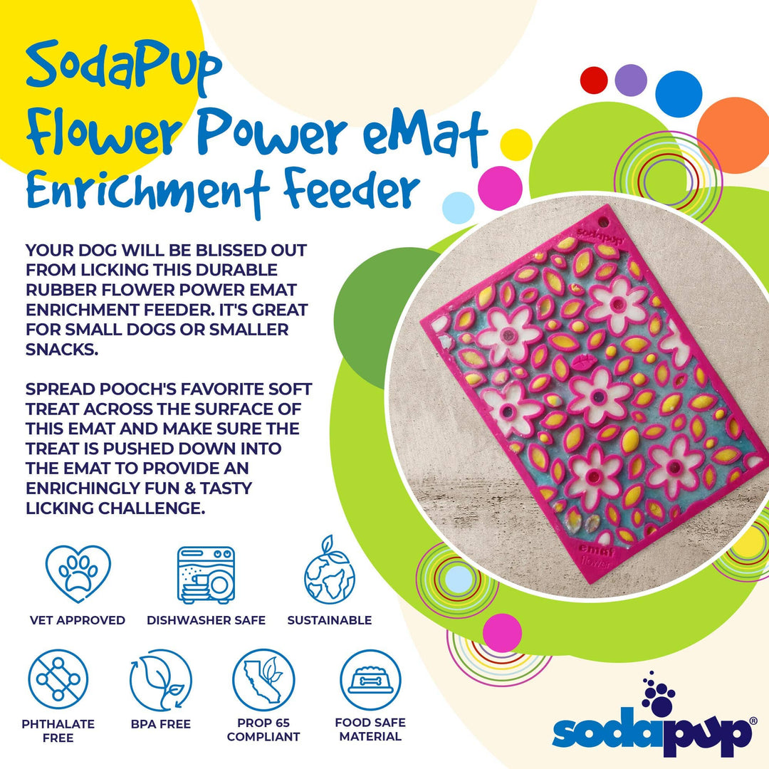 Flower Power Design eMat Enrichment Lick Mat - Pink
