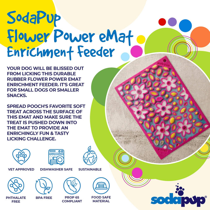 Flower Power Design eMat Enrichment Lick Mat - Pink