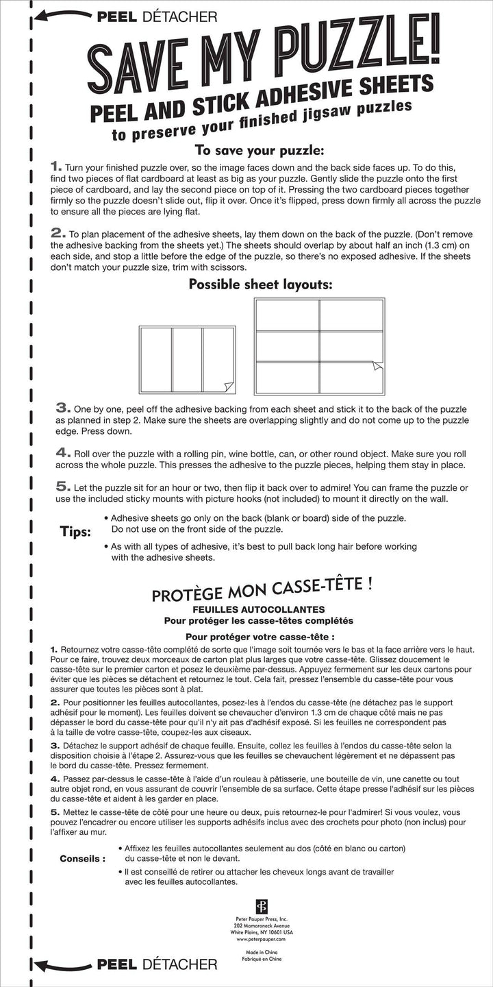 Save My Puzzle! Peel an Stick Adhesive Sheets