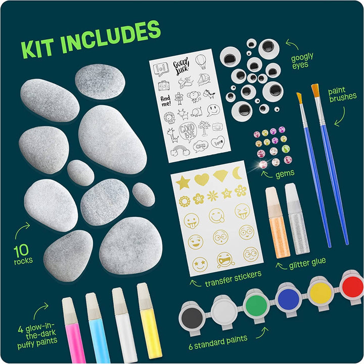 Kids Rock Painting Kit - Glow in The Dark - Arts & Crafts