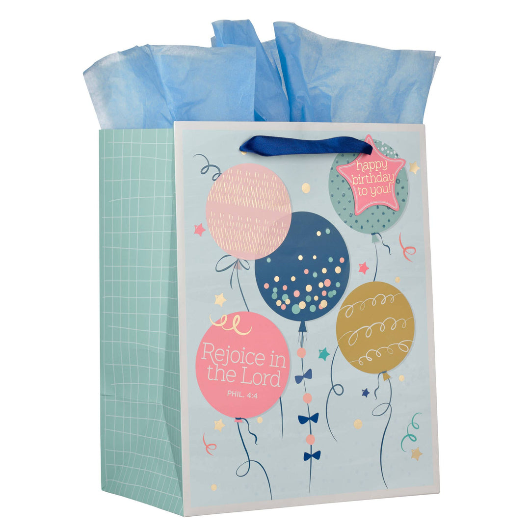 Rejoice Colorful Balloon Medium Gift Bag - Phil. 4:4