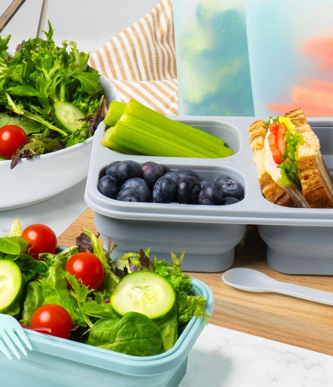 Krumbs Kitchen Collapsible Silicone Meal Prep Container Asst