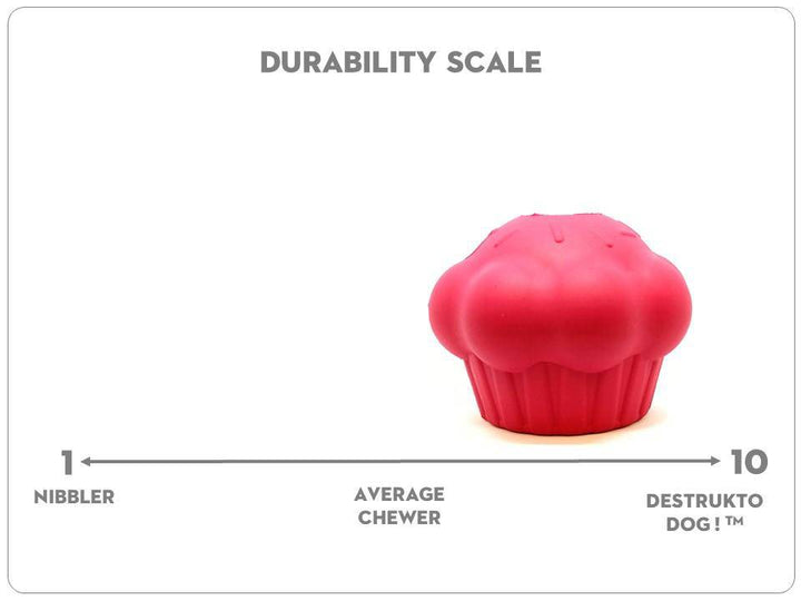 Cupcake Durable Rubber Chew Toy & Treat Dispenser - Pink