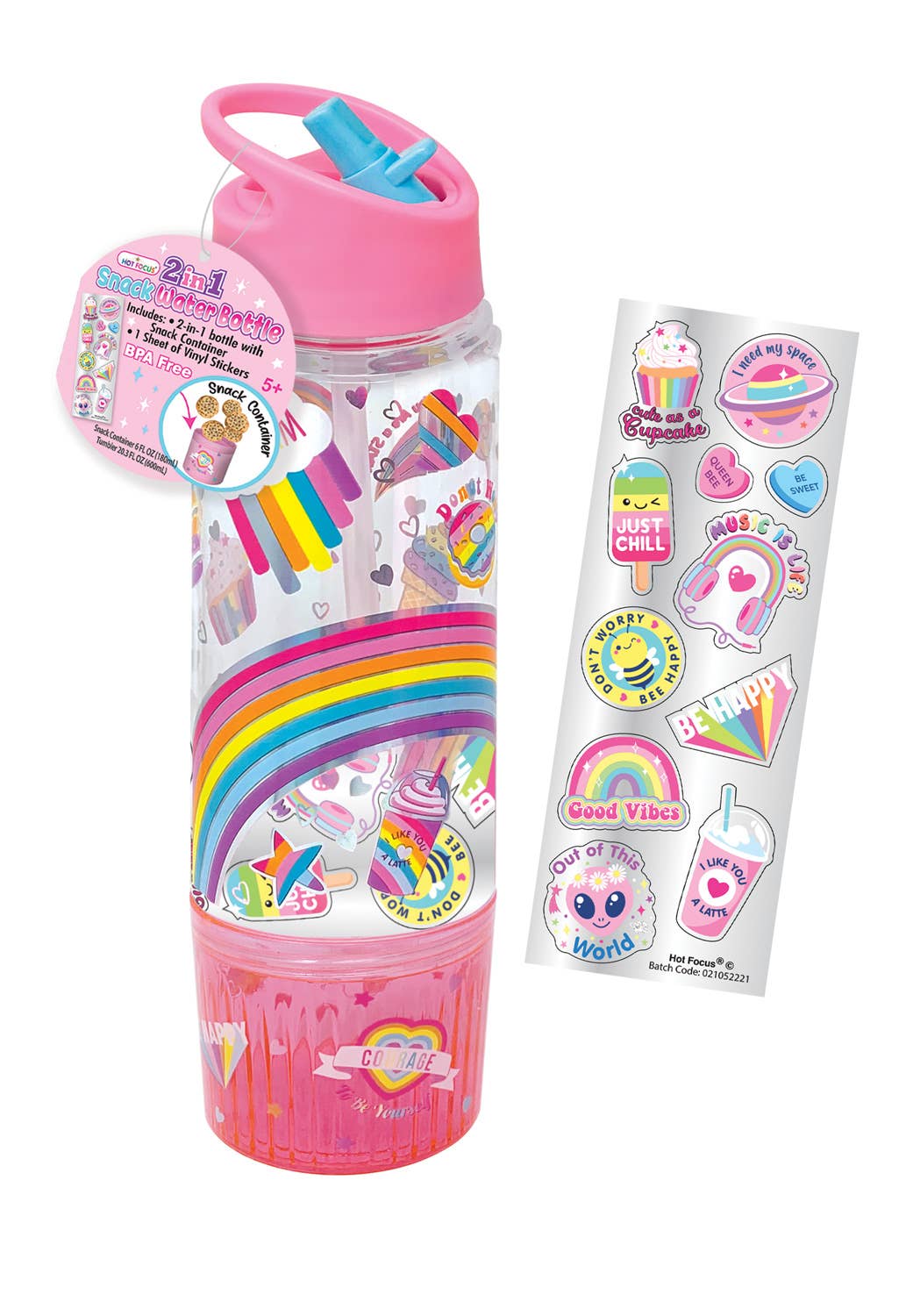 Snack Water Bottle, Rainbow