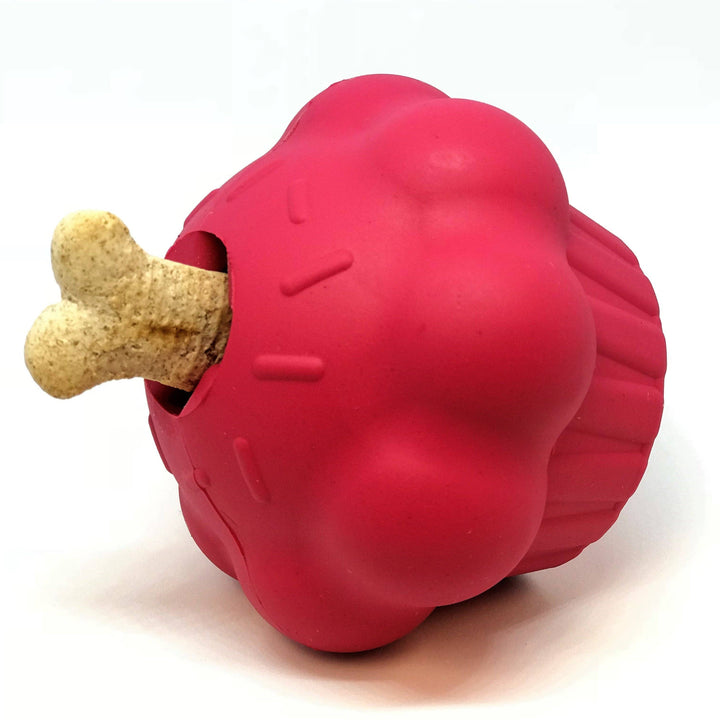 Cupcake Durable Rubber Chew Toy & Treat Dispenser - Pink