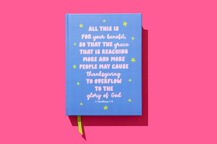 Hardcover Notebook - Bible Verse - Blue w/ Stars