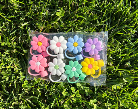 Daisy Straw Toppers - 8 pack