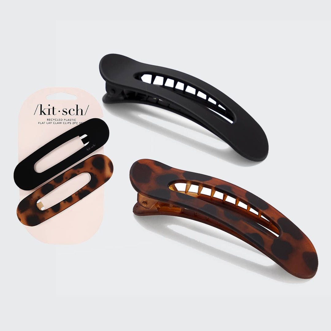 Flat Lay Claw Clip 2pc - Black & Tortoise