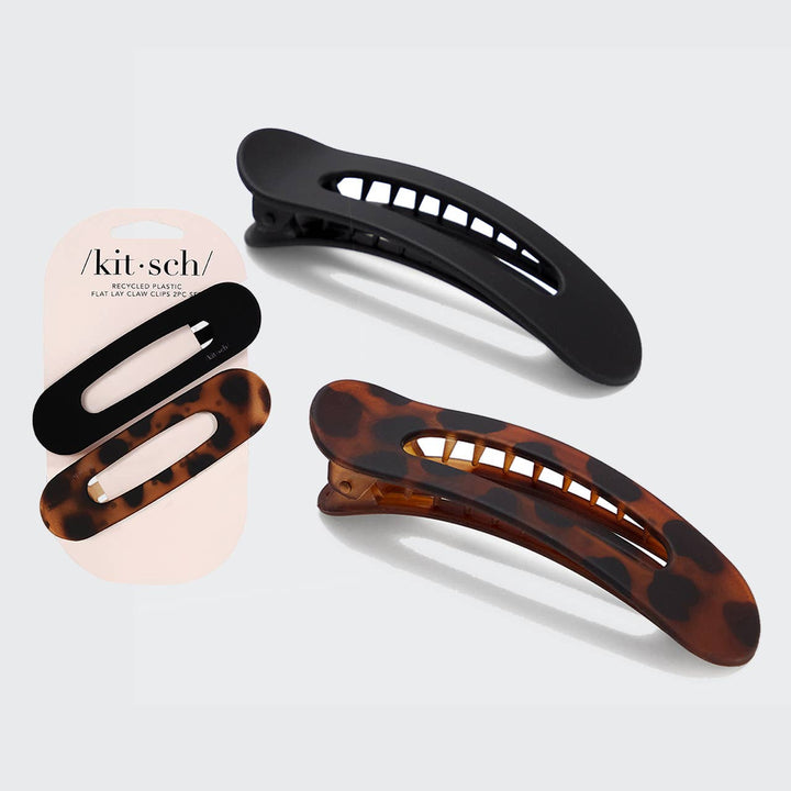 Flat Lay Claw Clip 2pc - Black & Tortoise