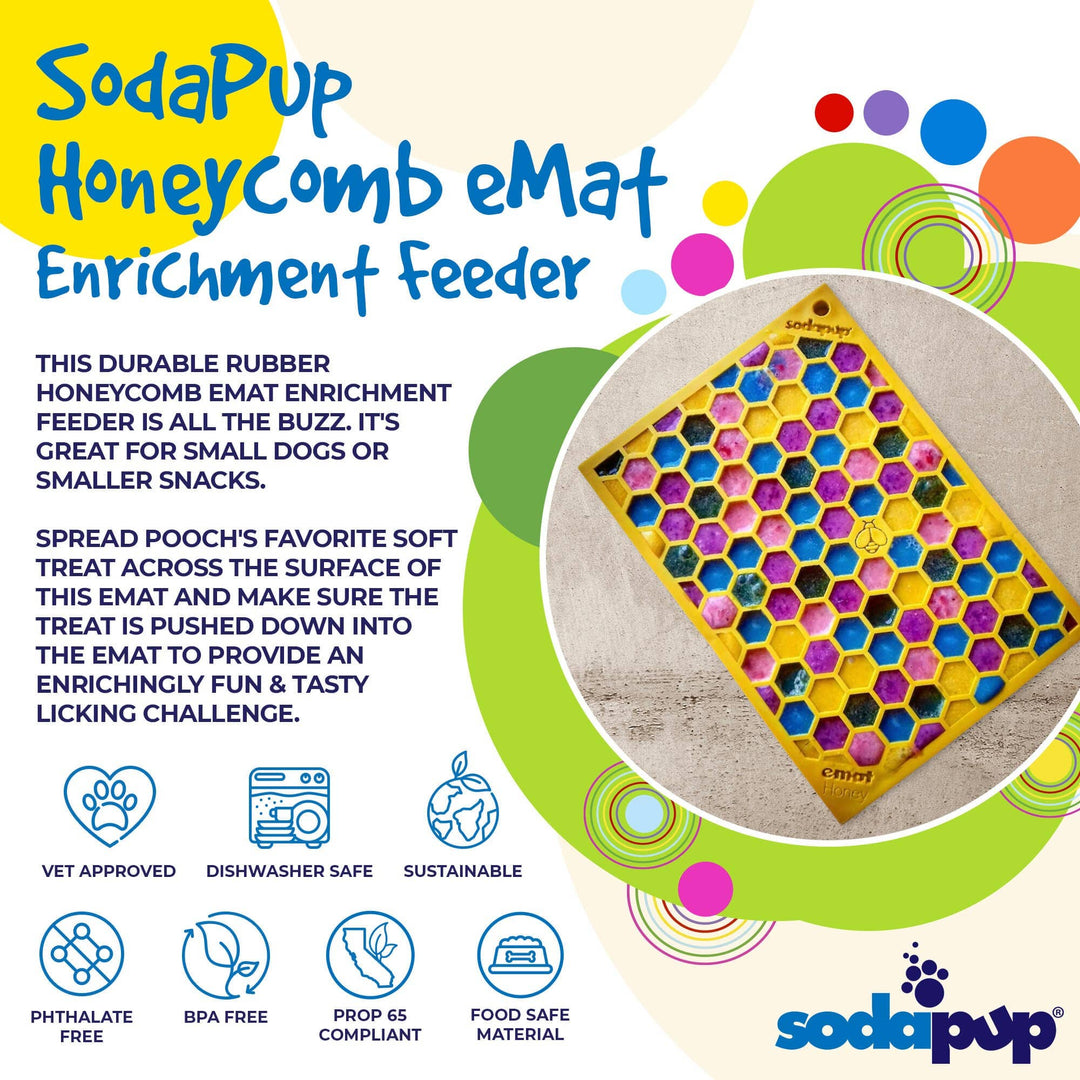 Honeycomb Design Emat Enrichment Licking Mat - Yellow