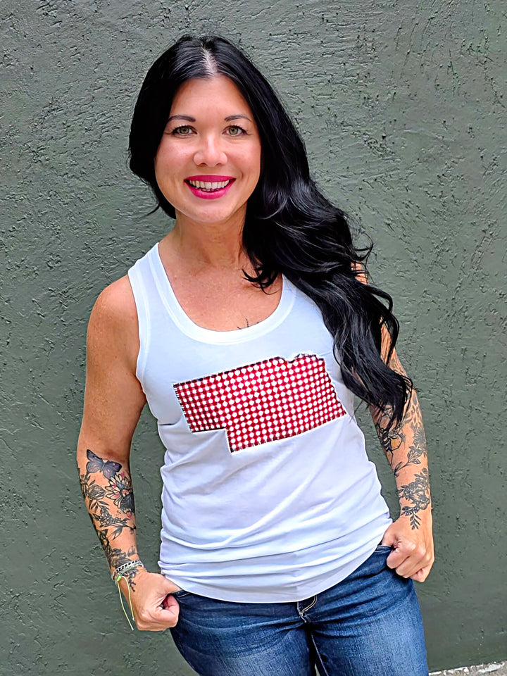 NE State Gingham Tank Top