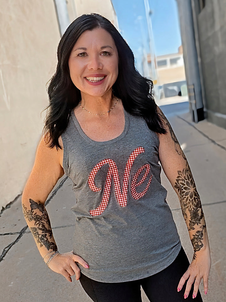 NE Cursive Gingham Tank Top