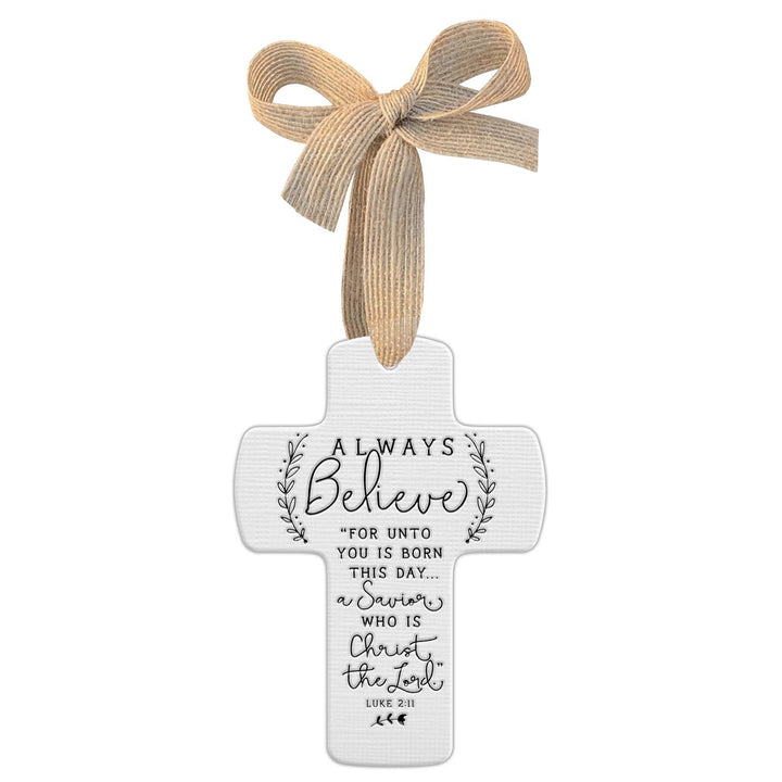 🎄LCP  Ornament Cross Always Believe Ribbon