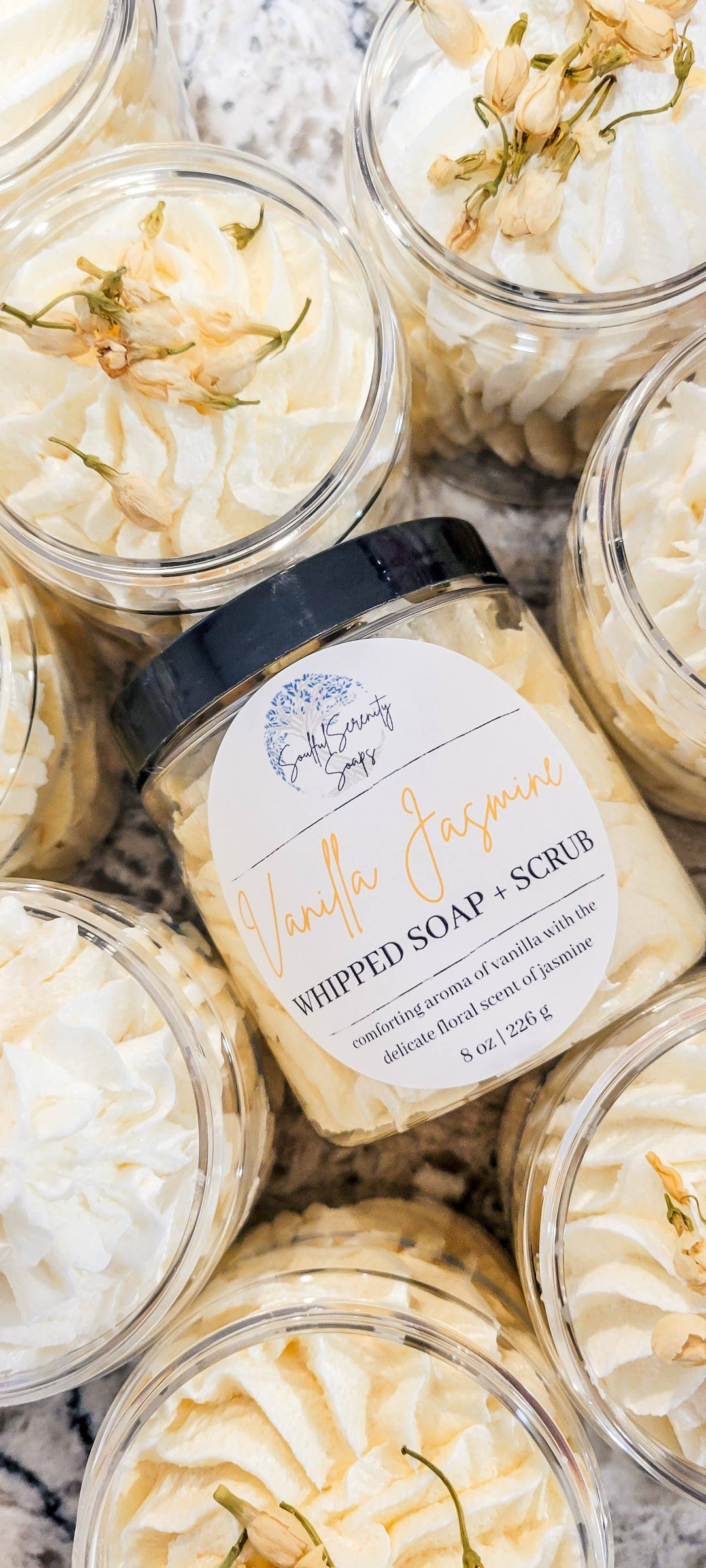 Vanilla Jasmine Whipped Soap + Scrub