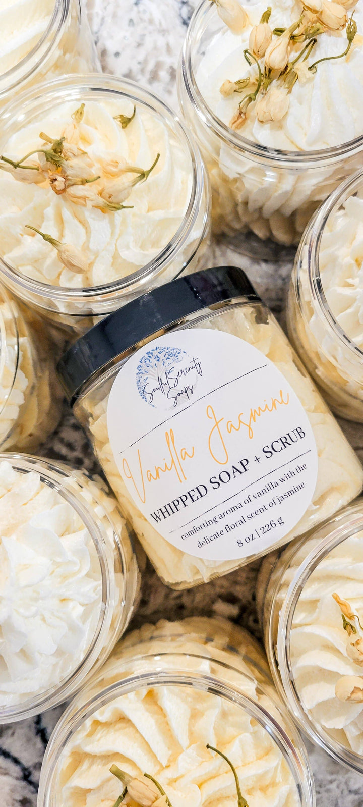 Vanilla Jasmine Whipped Soap + Scrub