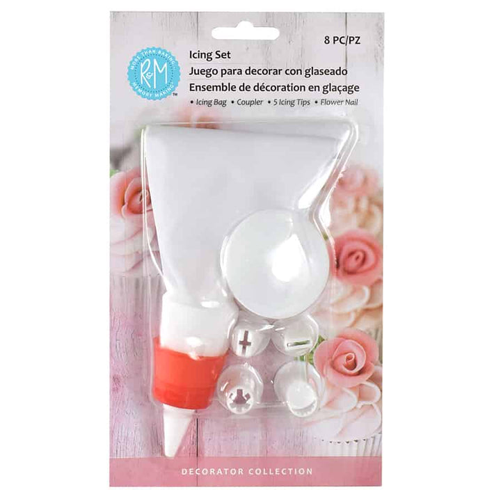Icing Decorating Set 8 PC Set - Includes Flower Nail