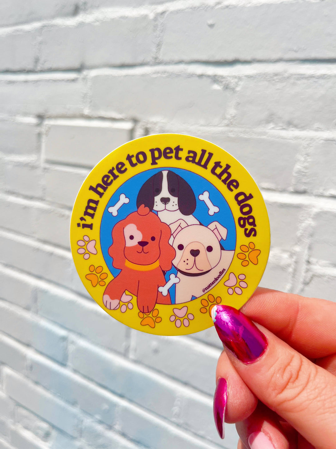 Here to Pet All the Dogs Puppy Pet Store Funny Sticker