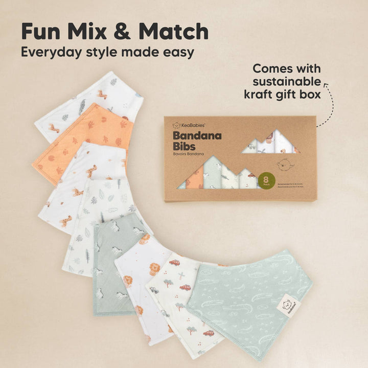 8-pack Baby Bandana Bibs for Boys and Girls