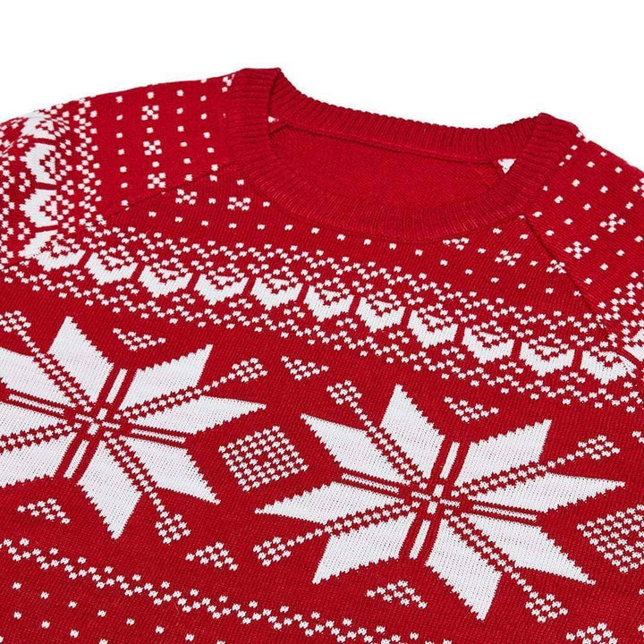 Holiday Family Sweater,  Snowflakes Sweater in True Red