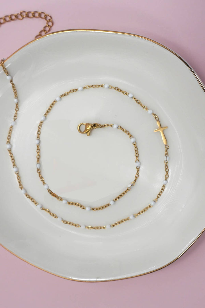 18K STAINLESS STEEL TARNISH FREE CROSS NECKLACE | 40NK9539