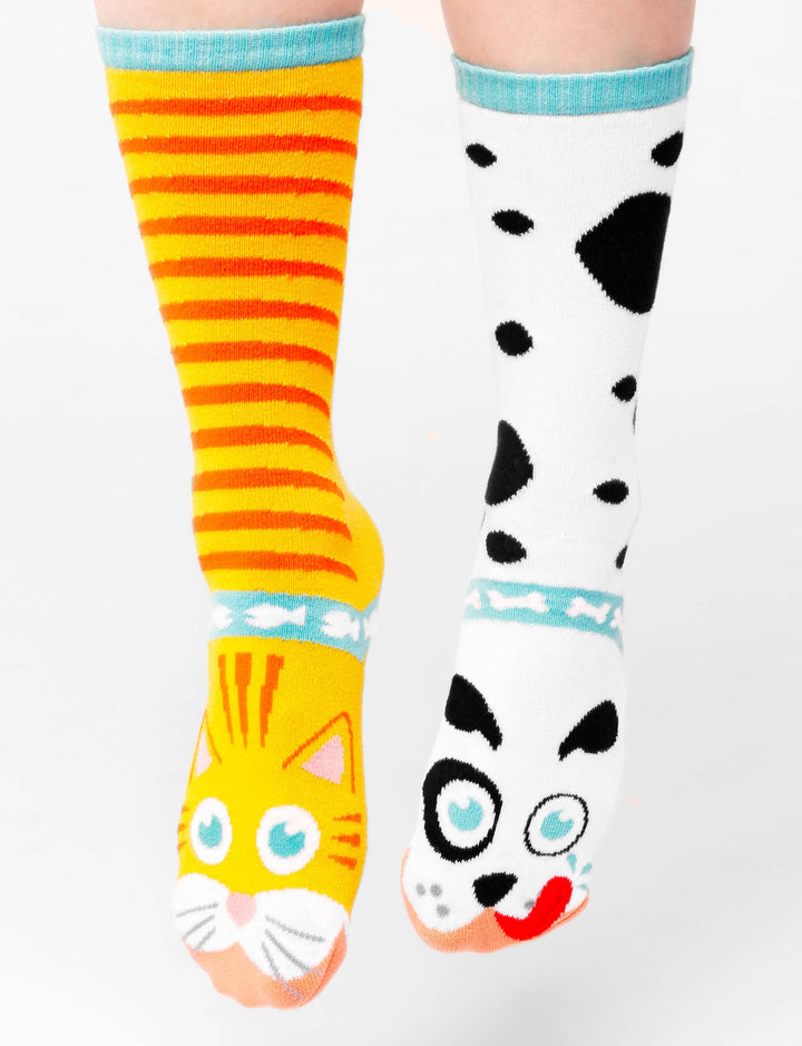 Cat & Dog Fun Mismatched Socks for Adults