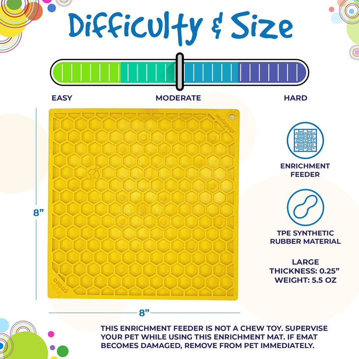 Honeycomb Design Emat Enrichment Licking Mat - Yellow