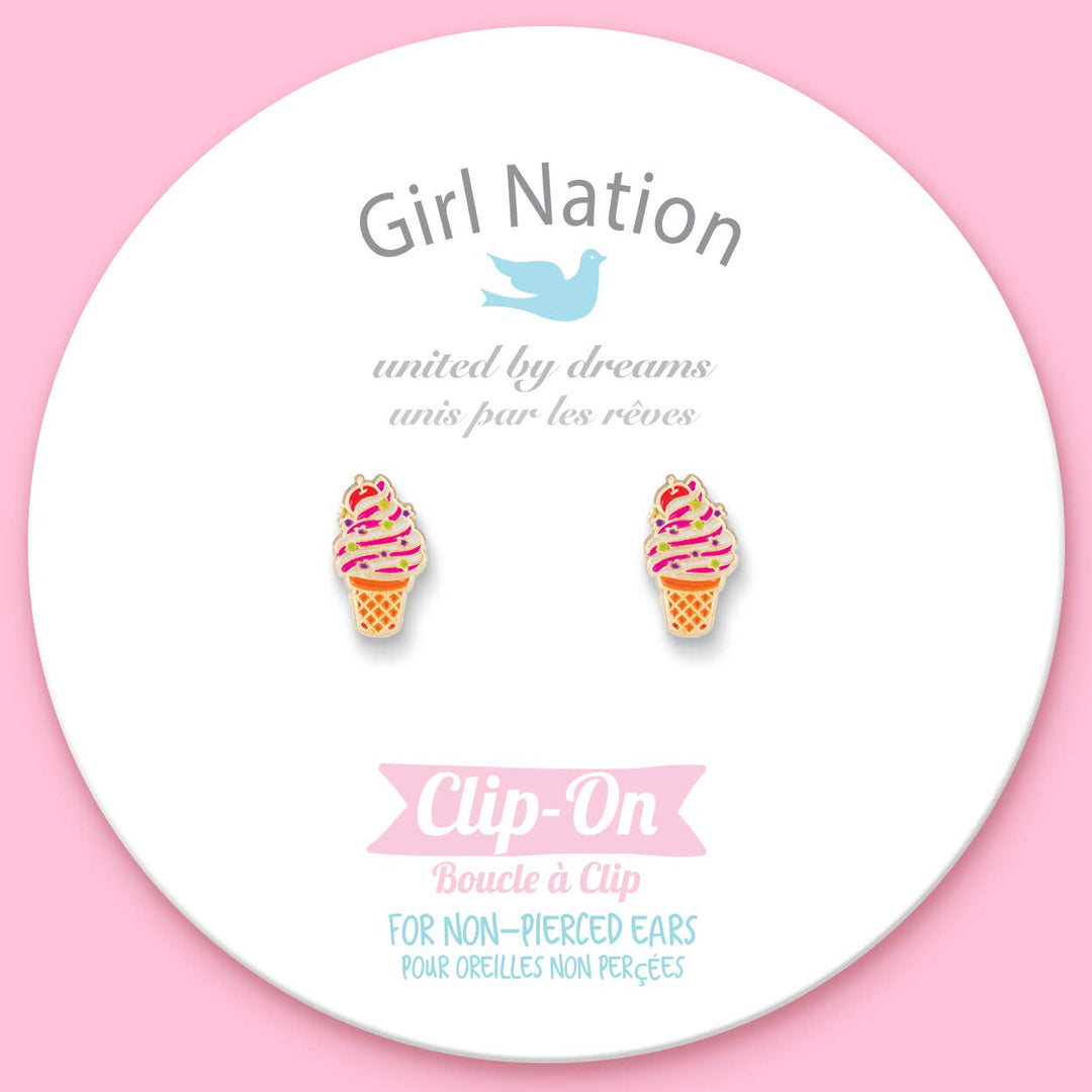 CLIP ON Cutie Earrings- Soft Serve Swirl